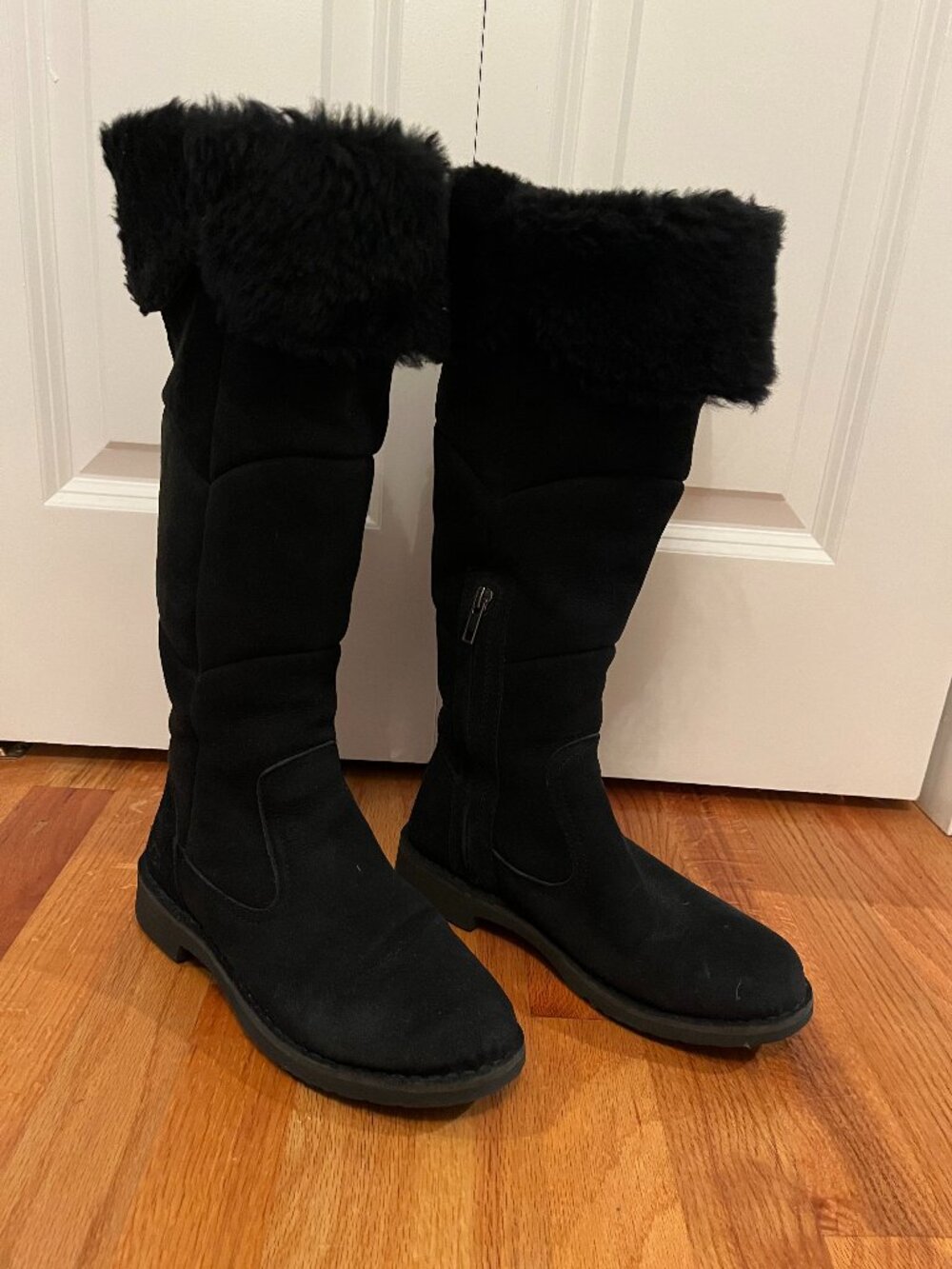 Womens UGG Australia W Sibley Tall Boots Sz 7 BlackS/N 1014430 Suede & Shearling
